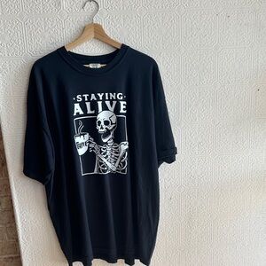 Comfort Colors Black Tee - Skeleton Coffee Design